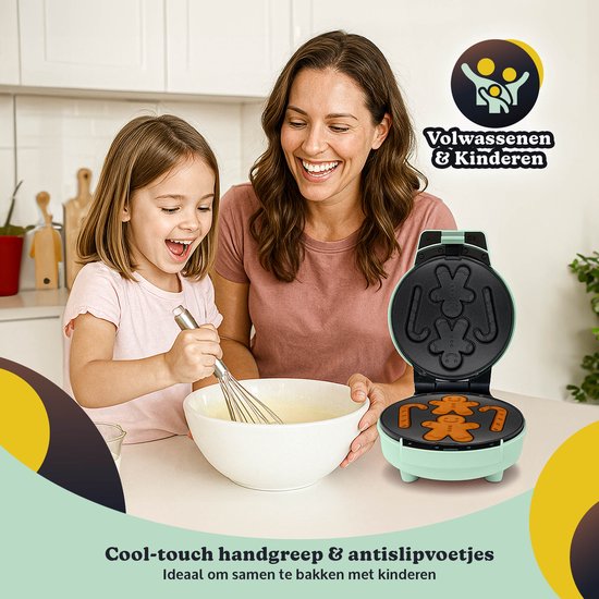 JAP Appliances Dough Joy Waffeleisen - Waffeleisen für 1 runde Waffel - Antihaftbeschichtung - Kontrollleuchte - Waffeln 16x16 cm - Grün
