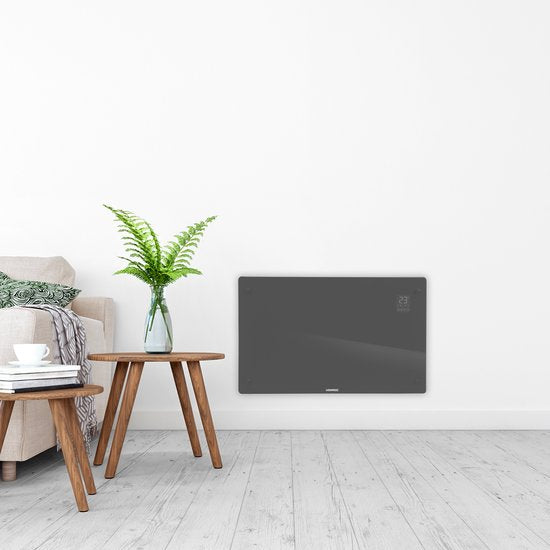 VONROC Luxury electric heater - Konvektorheizung - Mit Glasscheibe - 1000W/2000W - Beheizt Räume bis zu 24m2 - Gesteuert mit App (über Wifi) oder manuell - Einstellbarer Thermostat und Timer - Grau