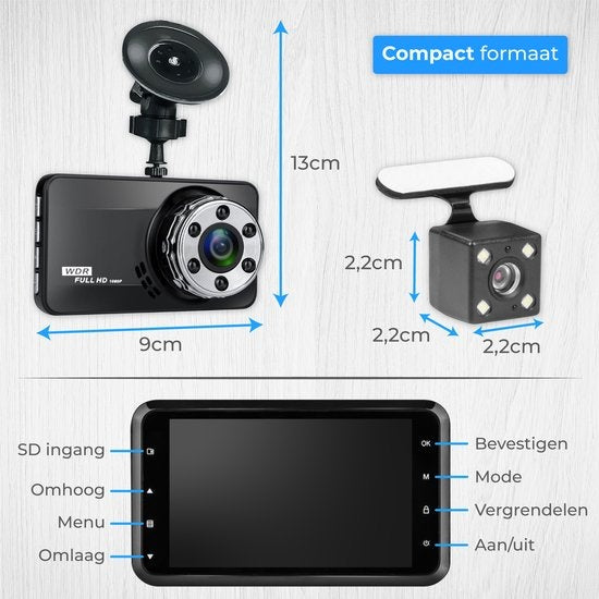 Nuvance - Dual Dashcam fürs Auto - Front- und Heck-Dashcam - Full HD - inkl. 32gb SD-Karte - Parkmodus mit G-Sensor und Nachtsicht - 170Â° Blickwinkel und IPS-Display