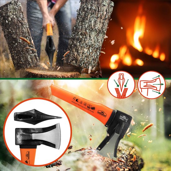 Hackbeil 3kg und Axt 37cm mit Faserstiel - 2er Set