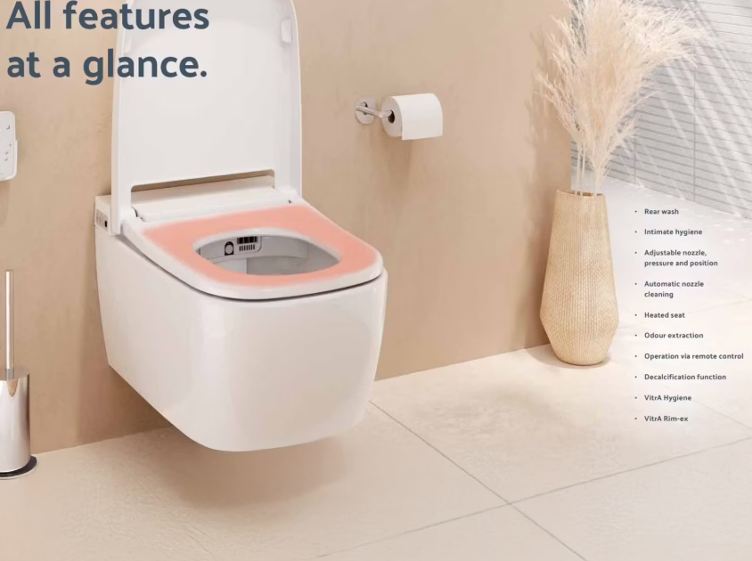 VitrA V-Care Basic WC-Set 37x56 cm Weiß - Schlanke Luxus-Wandtoilette mit Bidetfunktion