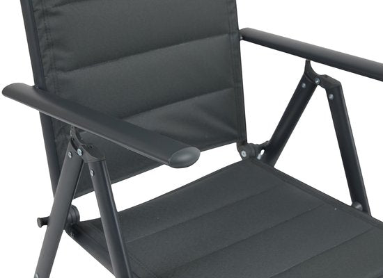 909 OUTDOOR Gartenstühle mit Polster-Set (2er-Set) – zusammenklappbar – verstellbar – Aluminium & Polyester – 67 x 56 x 106 cm