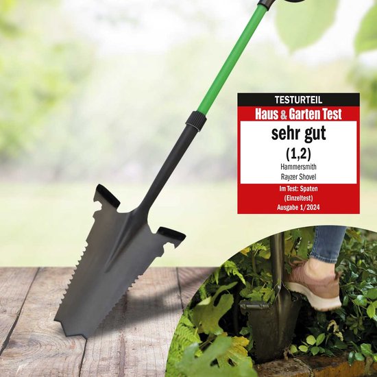 Hammersmith RayzerShovel All-in-One-Schaufel – Gartenschaufel für harten, steinigen Boden – Schaufel mit Wurzelsäge und Soft-Touch-Griff – Extra breite Profilkante – Gartenschaufel – Versandhandelsausgabe