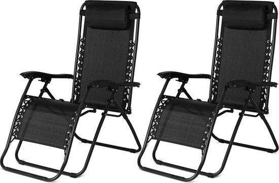 Komfortable Liegestühle - 2 Stück - Schwarz - Garten
