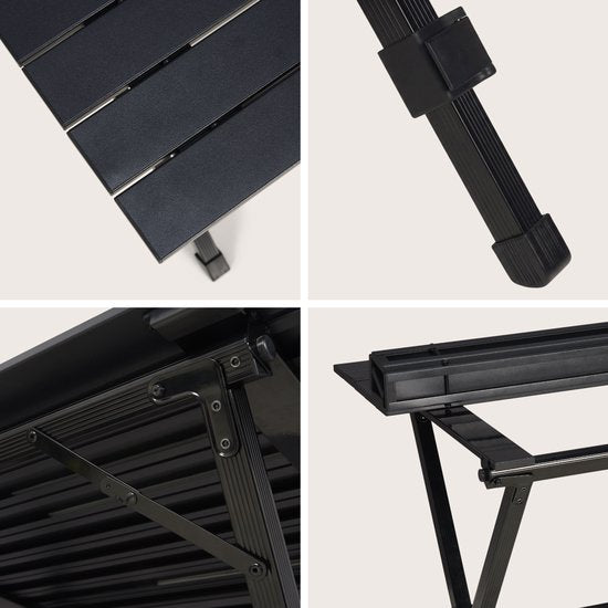 TRVLMORE Campingtisch - 80x58x71 cm - Leichtgewicht mit Aluminiumrahmen - Klapptisch verstellbar - Campingtisch - Klapptisch - Schwarz