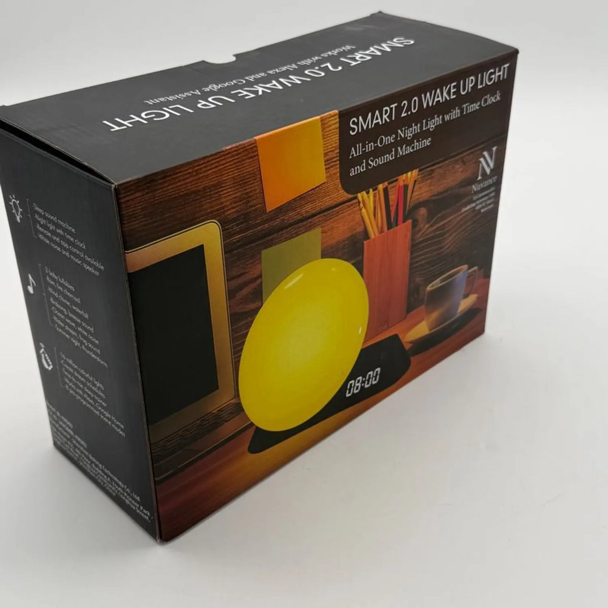 Nuvance Smart 2.0 Wake-up Light – Intelligenter Wecker mit Sonnenaufgangssimulation, Farblicht, Lautsprecher und App-Steuerung