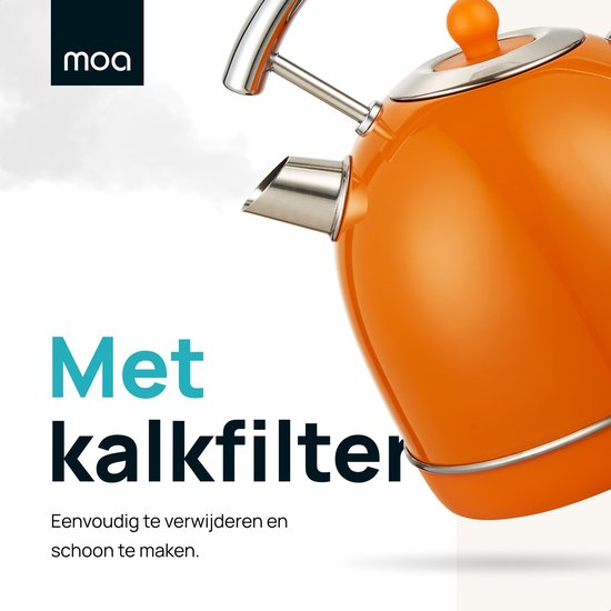MOA Wasserkocher Retro - 1,8L - Retro - 2200W - Edelstahl - Orange