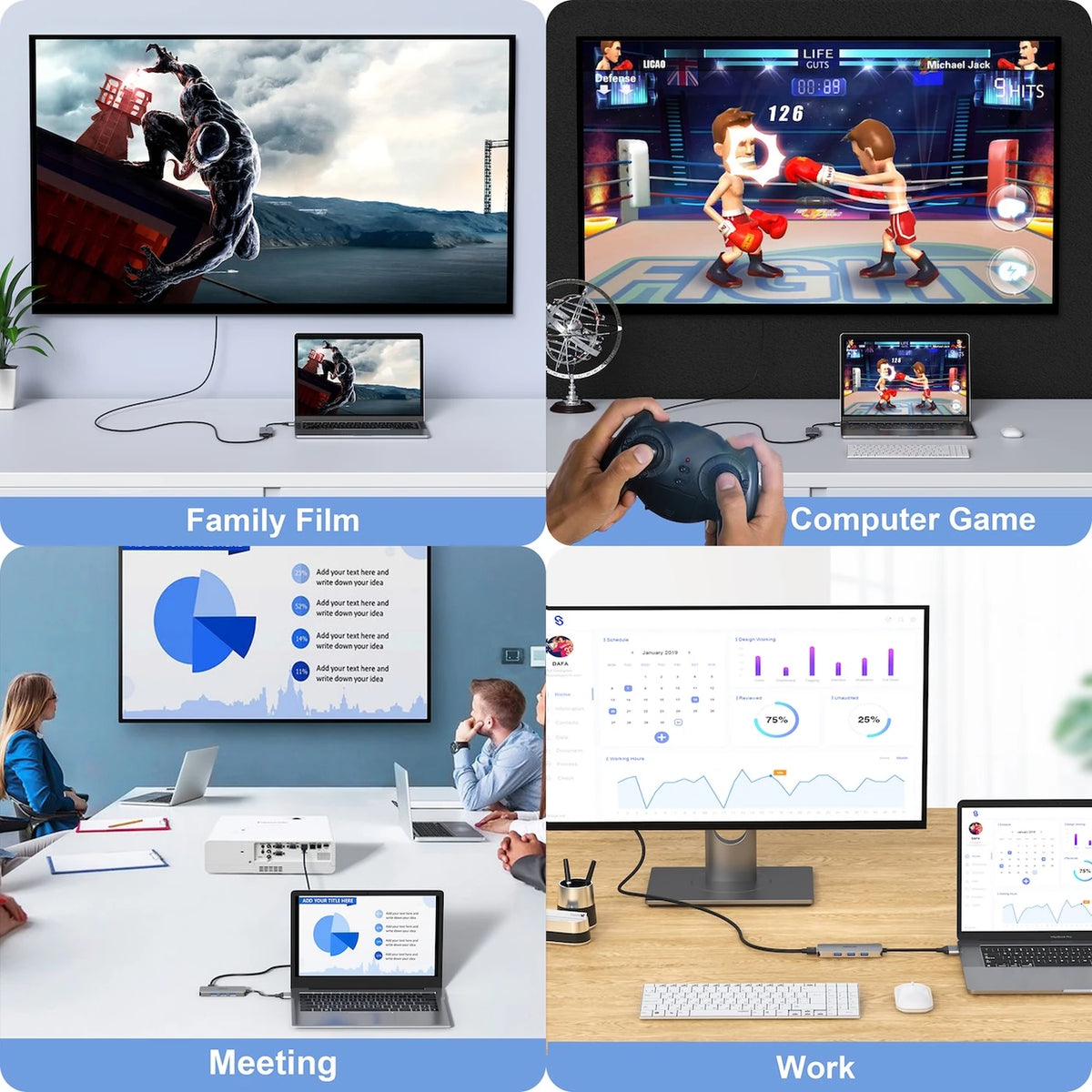 MOKiN 8-in-2-USB-C-Dockingstation für zwei Monitore – 2x HDMI 4K – 3x USB 3.0 – SD/TF – 100 W PD