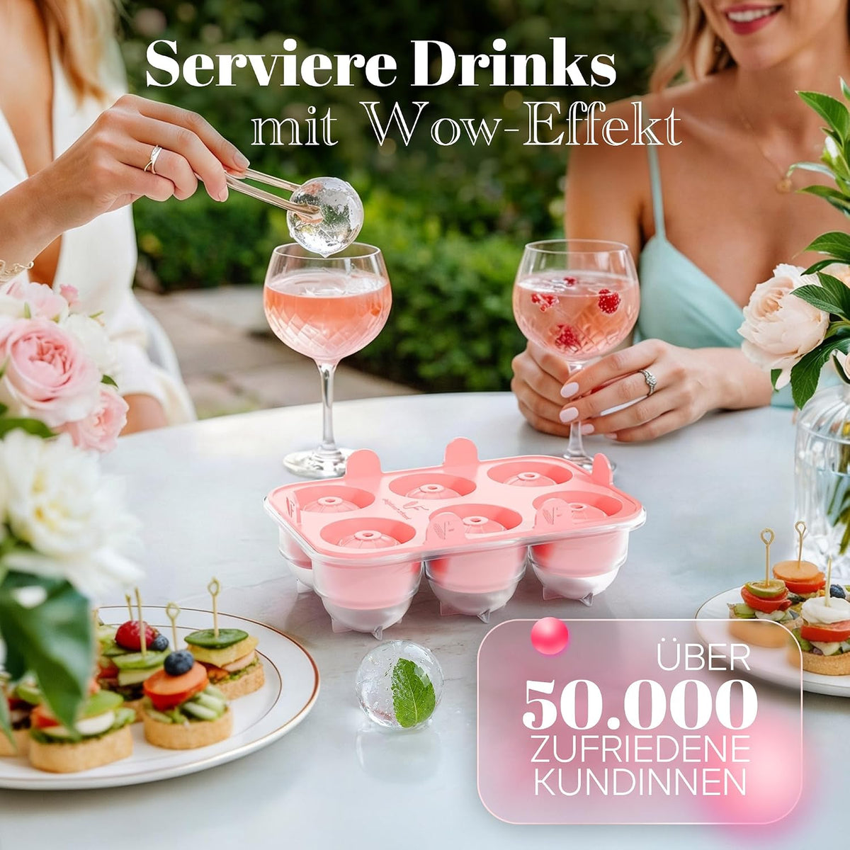 Neighbour's Friend Eiskugelform XL – 6 Eiskugeln mit einem Durchmesser von 4,5 cm – Rosa