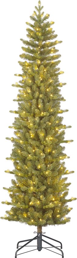 Black Box Trees Harma Schmaler Künstlicher Weihnachtsbaum mit LED-Lichtern - H215 x Ø66 cm - Grün