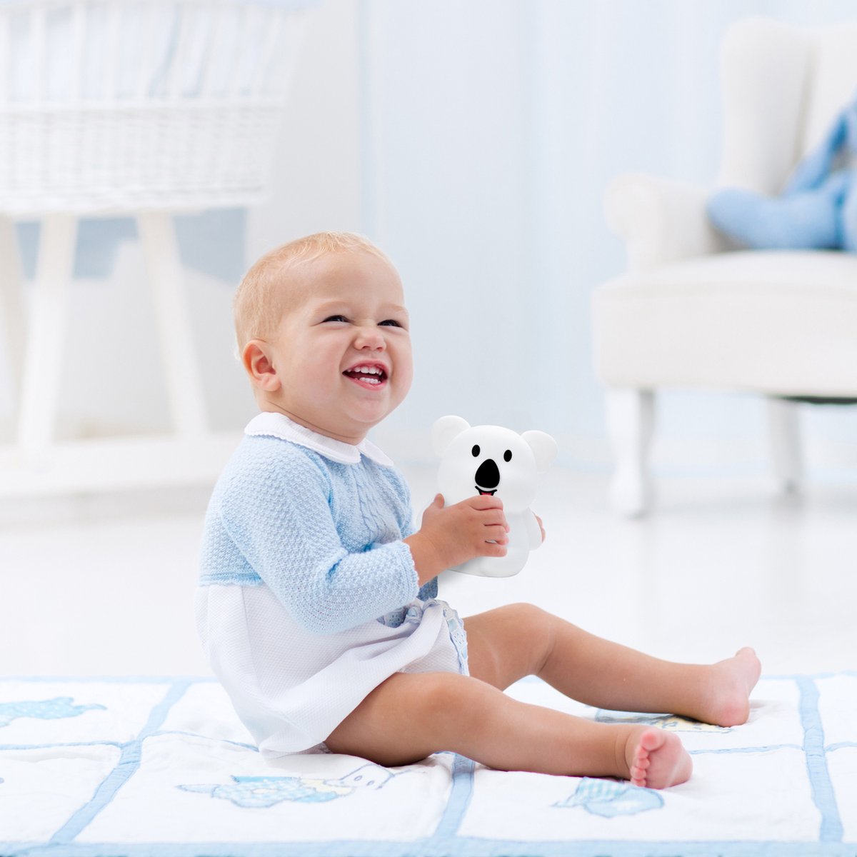 Sleepy Friends Koala Nachtlicht Kinder - LED 8 Farben - USB Wiederaufladbar - Dimmbar - Touch & Fernbedienung - 95x97x100 mm