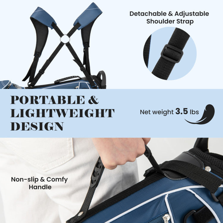 Coast Golf Stand Cart Bag - 4-fach unterteilt - Leichtgewicht mit 4 Staufächern - Inklusive Regenschutz - Griffe und doppelter Schultergurt - Maße: 36 x 32 x 112 cm - Farbe: Schwarz
