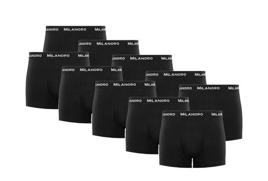 Milanoro - 10er-Set Boxershorts aus Baumwolle - Schwarz - Größe S - Comfort Fit