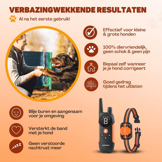 Vulpes Goods® - Anti-Bell-Halsband Pro mit Fernbedienung - Anti-Bell-Gerät - 3-in-1-Trainingshalsband - kein Schock - Erziehungshalsband für kleine & große Hunde - wasserdicht - wiederaufladbar - Vibration & Audio