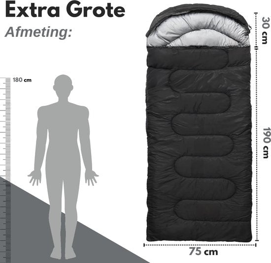Vertrex Peak Comfort Mumienschlafsack Extra Warm - Schlafsäcke Erwachsene - Camping - Schwarz