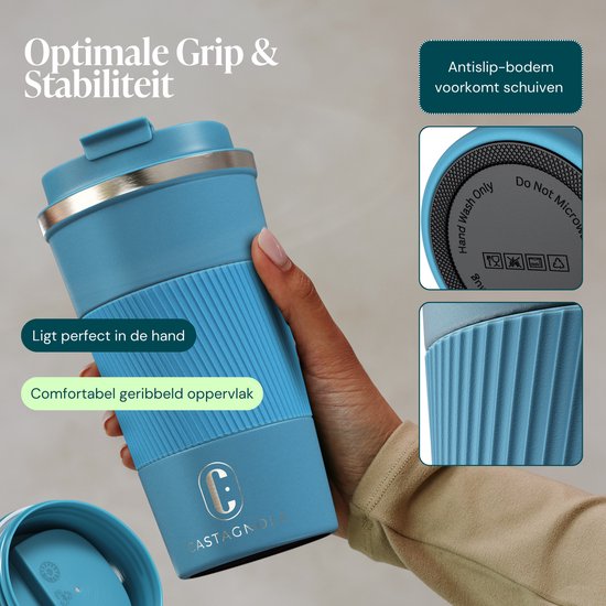 Castagnola Thermosbecher – Kaffeebecher zum Mitnehmen – Reisebecher für Kaffee und Tee – Teebecher – 510 ml – Edelstahl – Blau