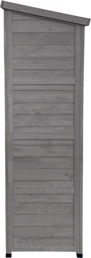 AXI Hugo Aufbewahrungsschrank aus Holz, Warmgrau – Gartenschrank mit verzinktem Dach – 3 Einlegeböden und Bodenplatte – FSC-zertifiziertes Holz – Magnetverschluss – 85 x 52 x 174 cm