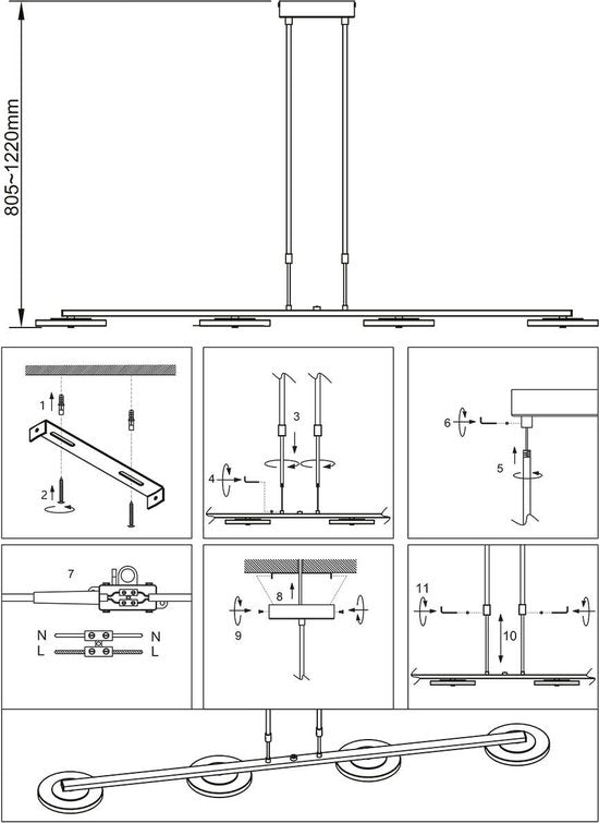 Steinhauer - Pendelleuchte - Turound - schwarz - Glas Metall - Designleuchte - LED - 3512ZW