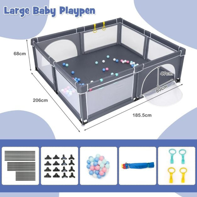 Coast Baby Laufstall mit 50 Spielbällen mit Reißverschluss dunkelgrau