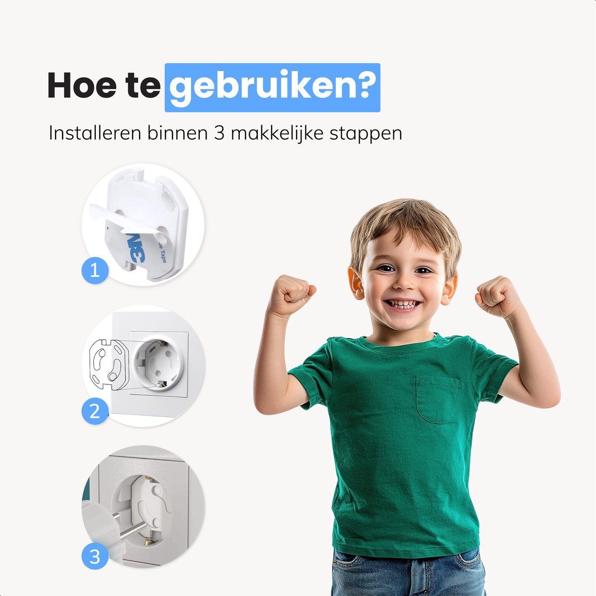 Steckdosenschutz - 15 Stück - Baby- und Kinderschutz - Geeignet für niederländische Steckdosen - Weiß