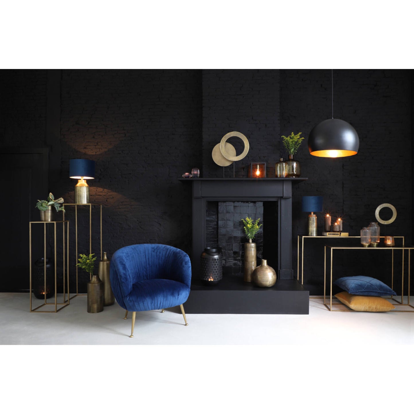 Light & Living JAICEY Pendelleuchte Ø56x40 cm - Mattschwarz mit Gold - Industriedesign - E27