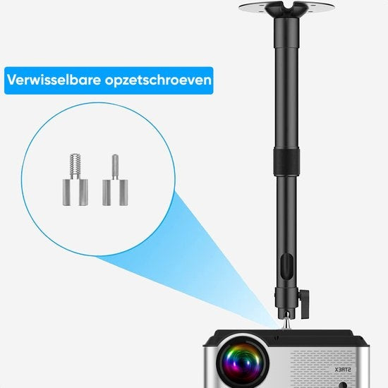 Strex Beamer Stativ - Beamer Halterung - Deckenhalterung für Beamer - Verstellbar - 26/40 CM - 5KG Tragkraft