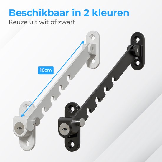 Nuvance Fensterhebel – Fensterarretierung – Kippfensterhalter – Windhaken – 5 Positionen – Fensterschloss – Windhaken – Kindersicherung – Weiß