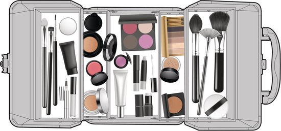 Touch Of Beauty Schminkkoffer Silber - Kosmetischer Organizer - mit Griff und Schlüsselschloss