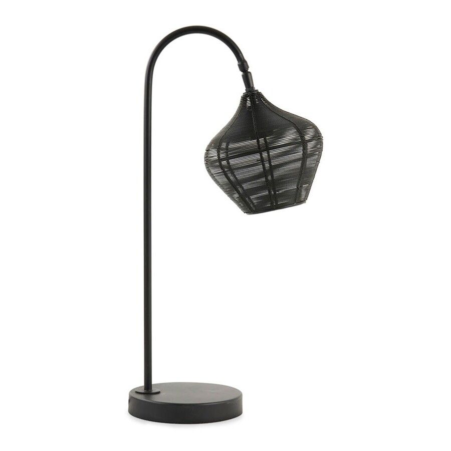 Light & Living Tischleuchte Bendigo - Industrielle Bogenlampe - Mattschwarz - E27 - 61 cm hoch