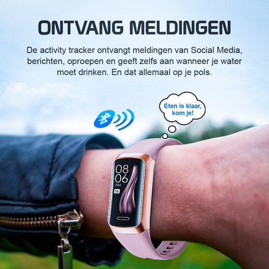 Otiume Activity Tracker - Mit Schrittzähler und Herzfrequenzmesser - Sportuhr - Smartwatch - Unisex - Rosa