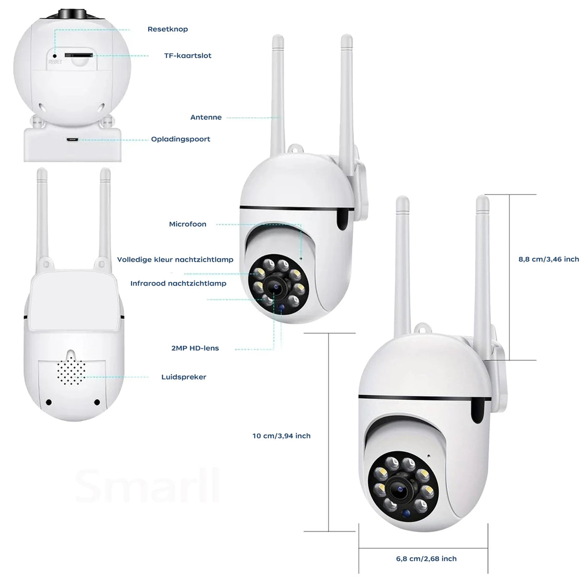 JOOAN A2R-U Außenkamera – 1080p – 2,4-GHz-WLAN – Weiß