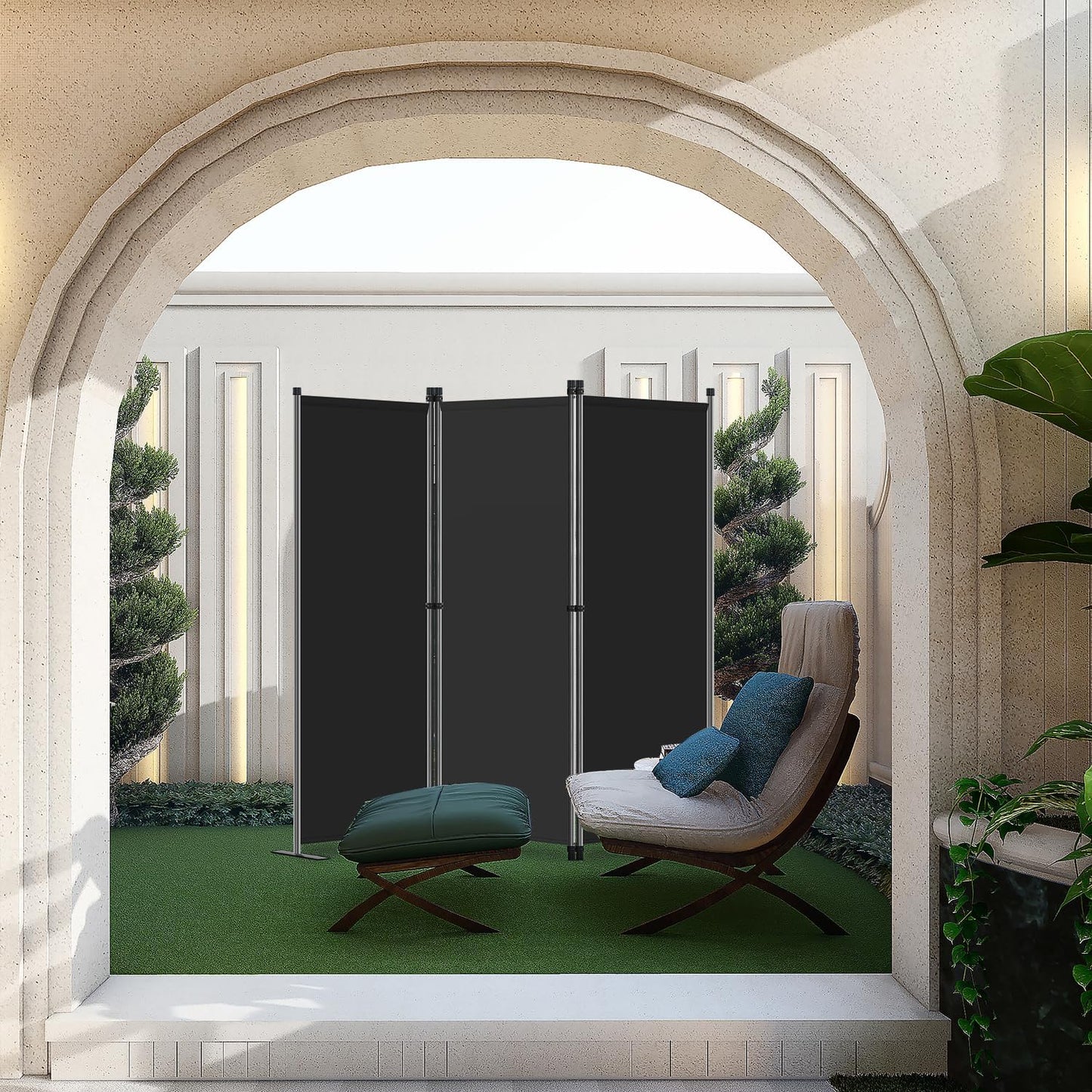 Angel Living Faltwand - 3 Paneele - 168 x 165 cm - Schwarz