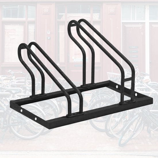 BRASQ Fahrradträger für 2 Fahrräder - Fahrradständer - Fahrradträger - Fahrradhalterung für Boden Inklusive Befestigungsmaterial - Schwarz