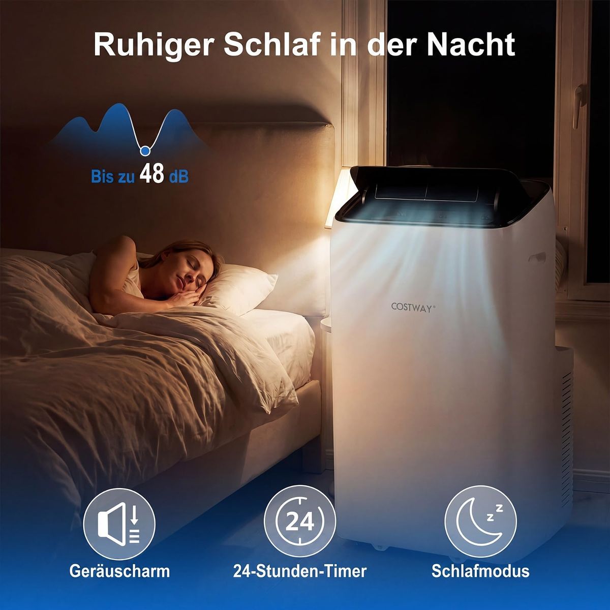 Coast Mobile Klimaanlage – 5-in-1-Klimaregelung – 12.000 BTU – Für Räume bis zu 46 m² – Weiß