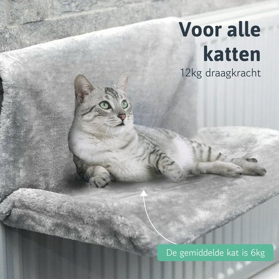 LBB Katzenhängematte für Heizkörper - Korb und Bett - Katze - Heizkörperhängematte - Grau