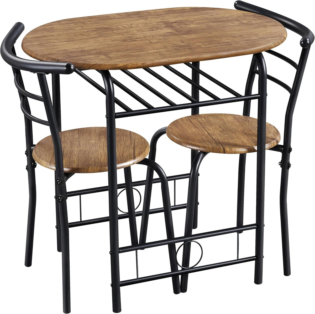 Yaheetech Esstisch-Set für 2 Personen – Tisch 80 x 53 x 75,5 cm mit 2 Stühlen – mit Ablage – Braun