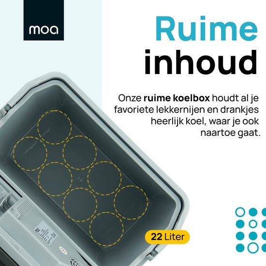 MOA - Elektrische Kühlbox - Warmhaltefunktion - 12V und 230V 22 Liter ECW22 - Grau