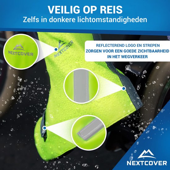Nextcover® Wasserdichte Überschuhe | 100% wasserdichte Regenschuhe Fahrrad | Reflektierende Schuhabdeckung Wiederverwendbar | Regenabdeckungen für Schuhe | Überschuhe | Schuhschutz | Radfahren Überschuhe