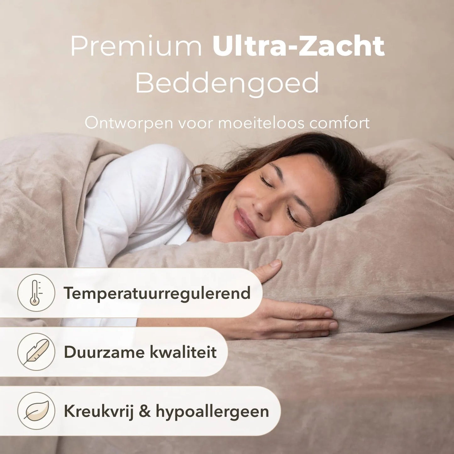 Sjumo Silky Smooth Bettbezug Classic Taupe – 240 x 220 cm – inklusive 2 Kissenbezüge 60 x 70 cm