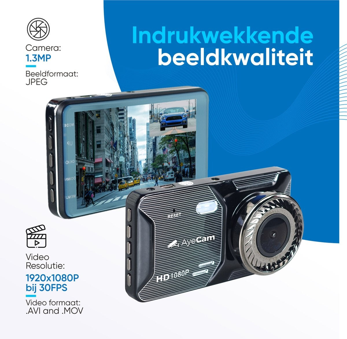 AyeCam Dashcam Pro - Dashcam für Auto vorne und hinten - FULL HD & Nachtsicht - G-Sensor - Inkl. 32GB SD