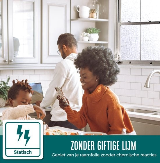 Homewell Raamfolie HR++ 75x300 - Isolerend & Zonwerend - Anti inkijk - Statisch - Linnenlook Grijs 70x300
