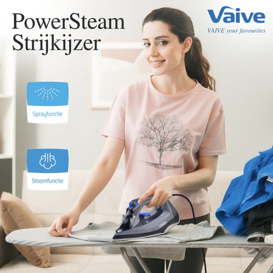 Vaive Bügeleisen PowerSteam 2200 - 300 ML Wassertank - 2200W - Keramiksohle - Schwarz