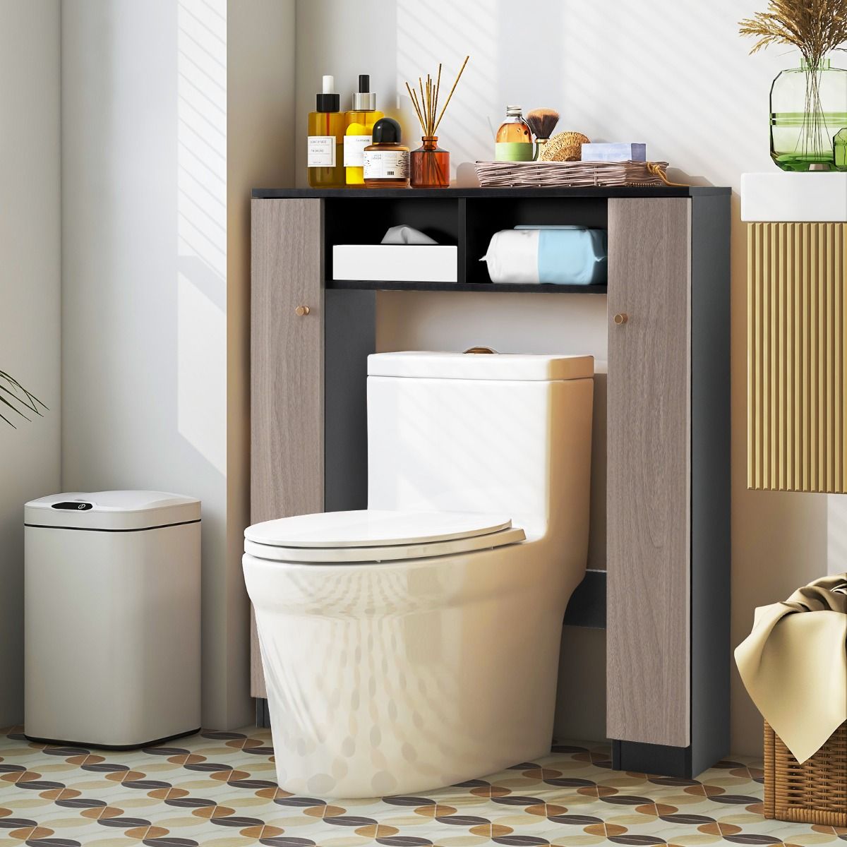 Coast Badezimmerschrank über der Toilette – Doppeltür – verstellbare Einlegeböden – schwarz