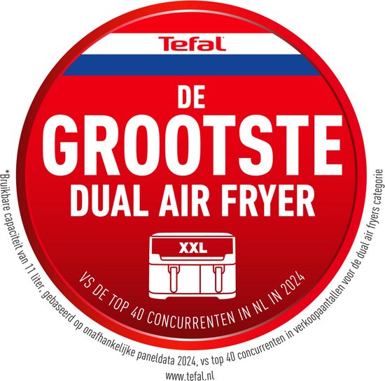 Tefal Easy Fry Dual XXL EY9428 – Doppel-Heißluftfritteuse XXL – 11 l – Einschübe 6,5 l & 4,5 l – 7 Programme – Für 8–10 Personen