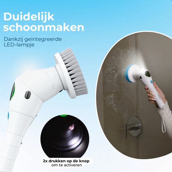 Beepro - Elektrische Reinigungsbürste - Schrubber mit Handgriff - 10 Aufsätze