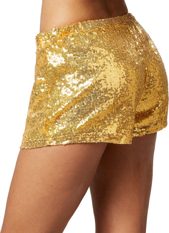 Dressforfun Faschingskostüm Pailletten Shorts Gold – Damen – Größe XL