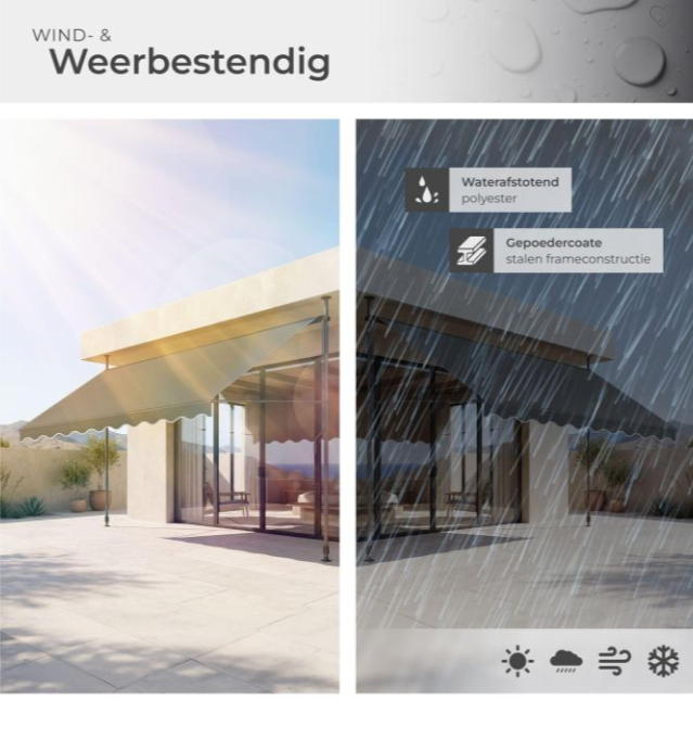 tectake Verstellbare Klemmmarkise mit Kurbel – 404968
