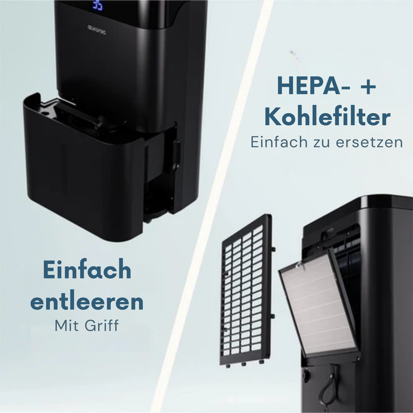 Auronic Luftentfeuchter und Luftreiniger - Better Plus Serie - Entfeuchtet 20L pro Tag - 5L Wassertank - Schlafzimmer, Badezimmer, Wohnzimmer und Büro - Feuchtigkeitsfresser für den Haushalt - Schwarz