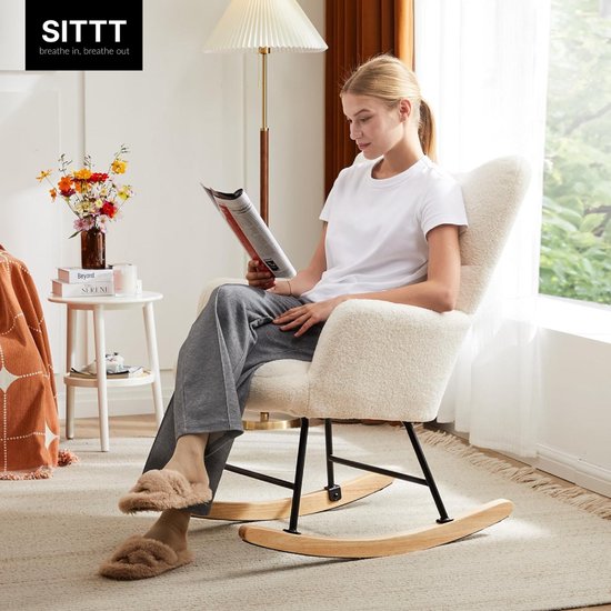 SITTT Schaukelstuhl - Entspannungssessel für das Babyzimmer - Sessel - Fütterungsstuhl - Cremeweiß - Beige