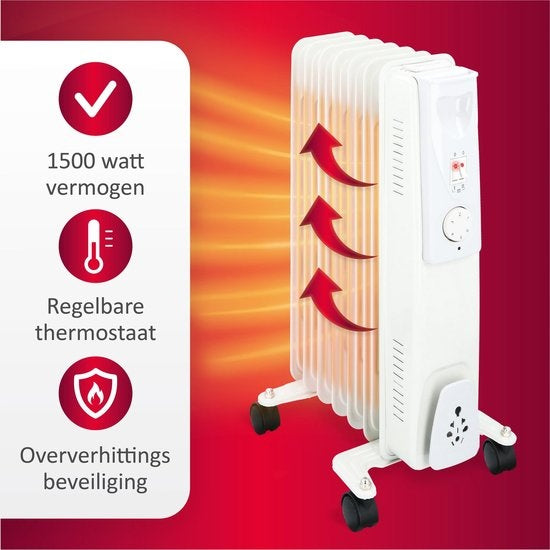 alpina Elektro-Ã–lradiator - Heizgerät mit Thermostat - Elektroheizung - Zusatzheizung - 1500W - Weiß